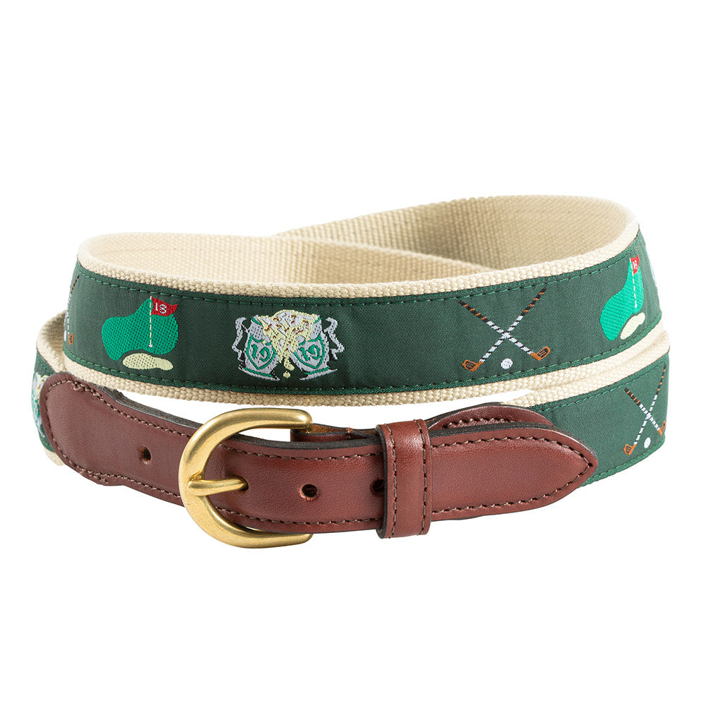 Green Golf Motif Children&#39;s Belt