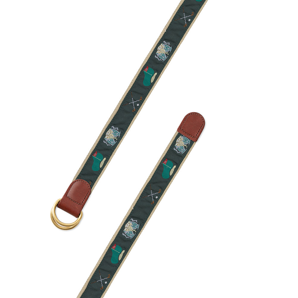 Green Golf Motif D-Ring Belt