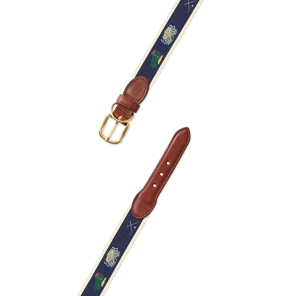 Navy &amp; Natural Golf Motif Dog Collar