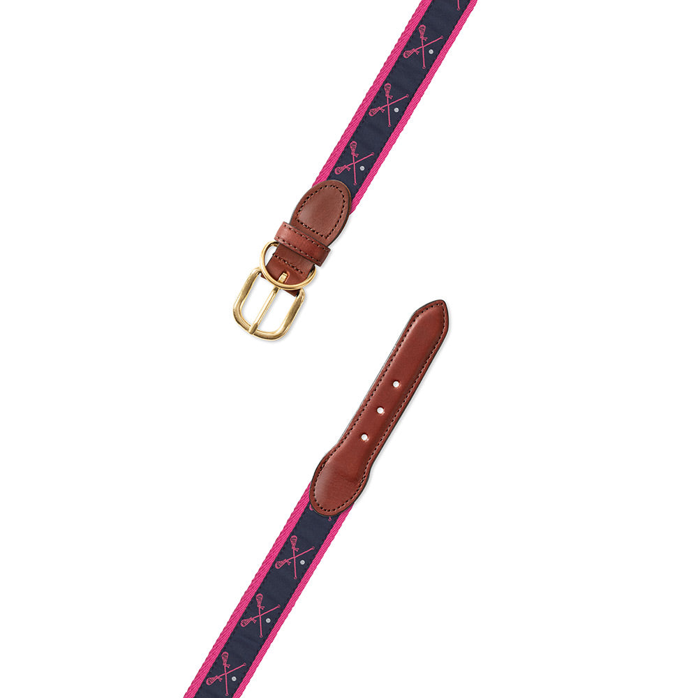 Pink Lacrosse Motif Dog Collar