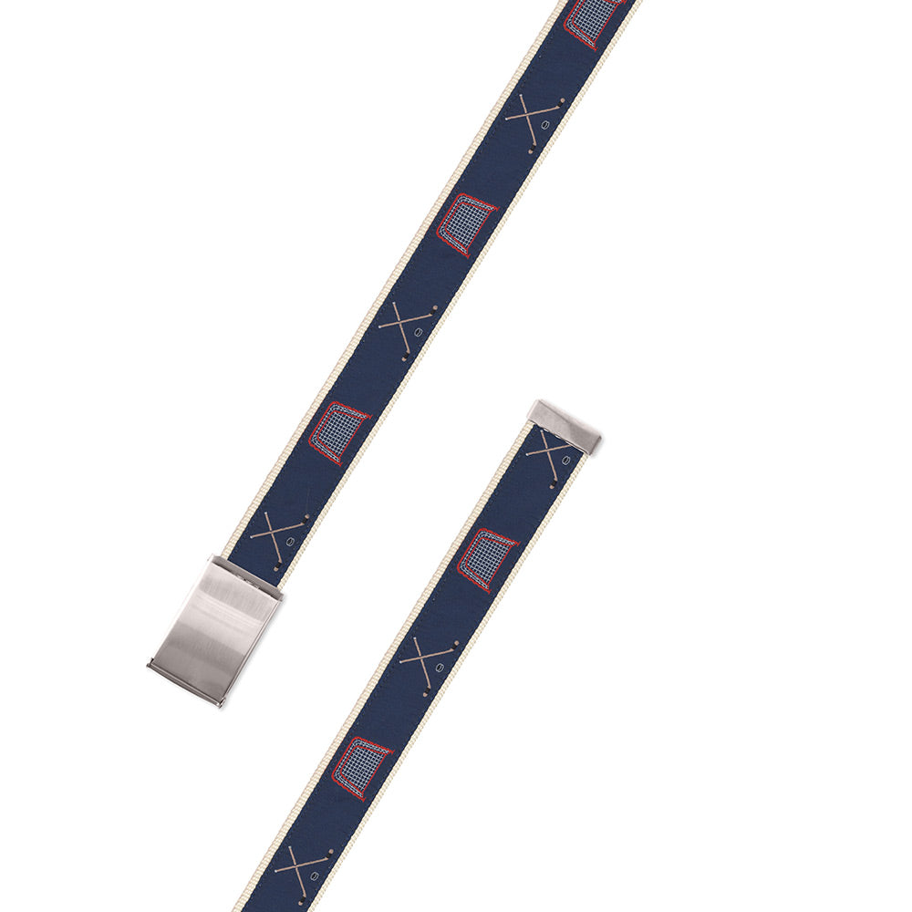 Navy Hockey Motif Military Buckle Belt