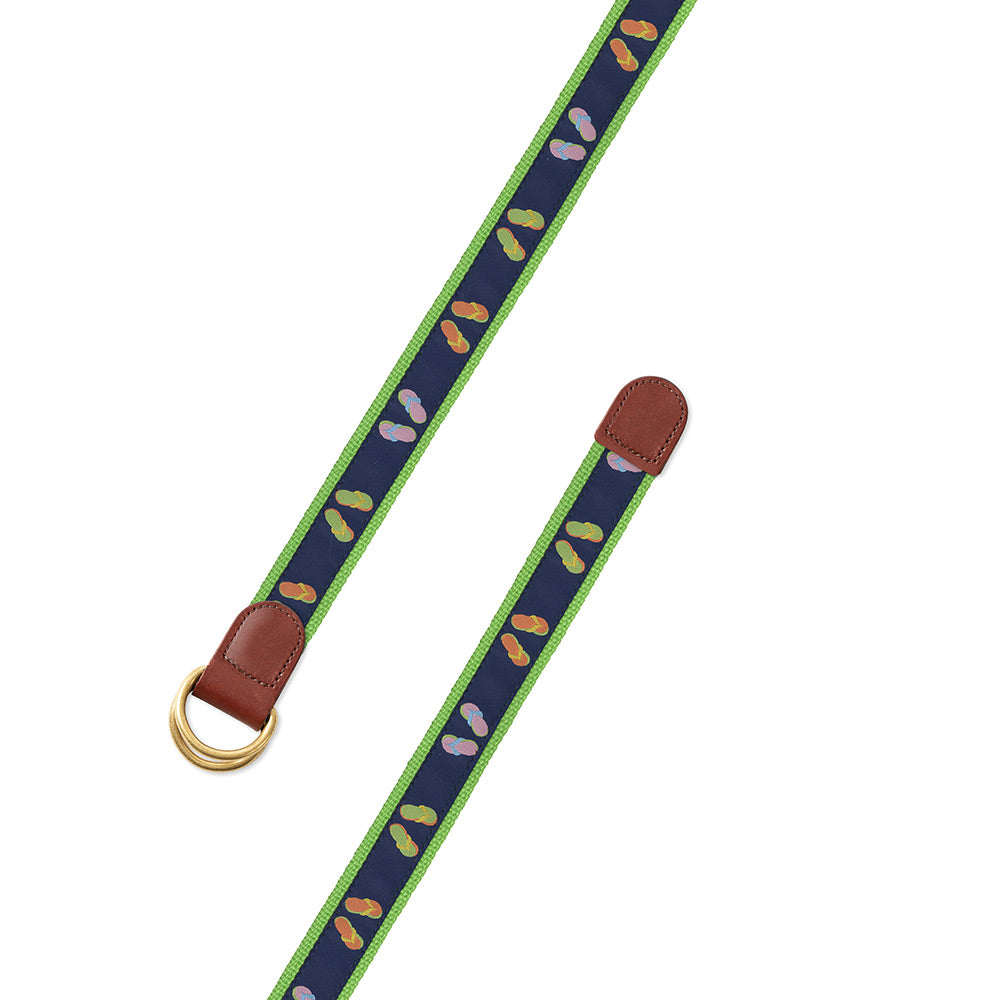 Green Flip Flops Motif D-Ring Belt