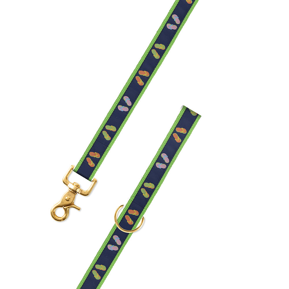 Green Flip Flops Motif Dog Leash