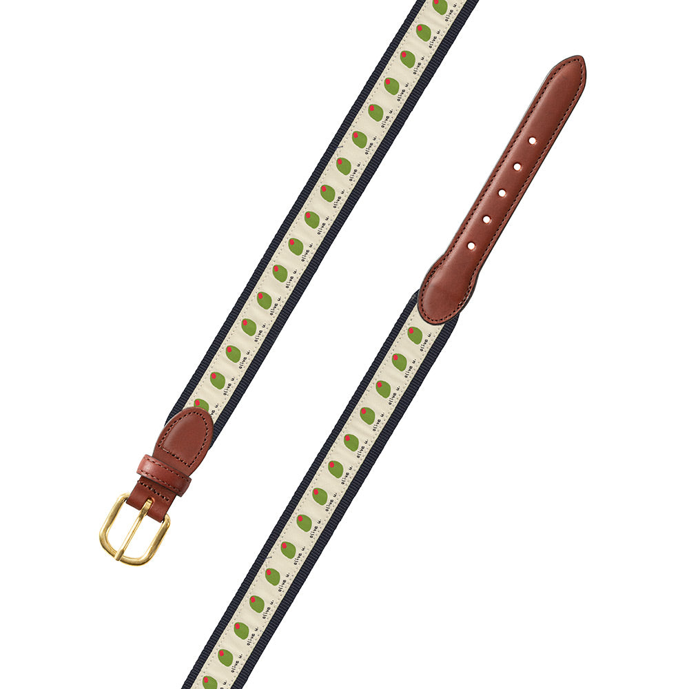 Olive U on Navy Bespoken Motif Children&#39;s Belt