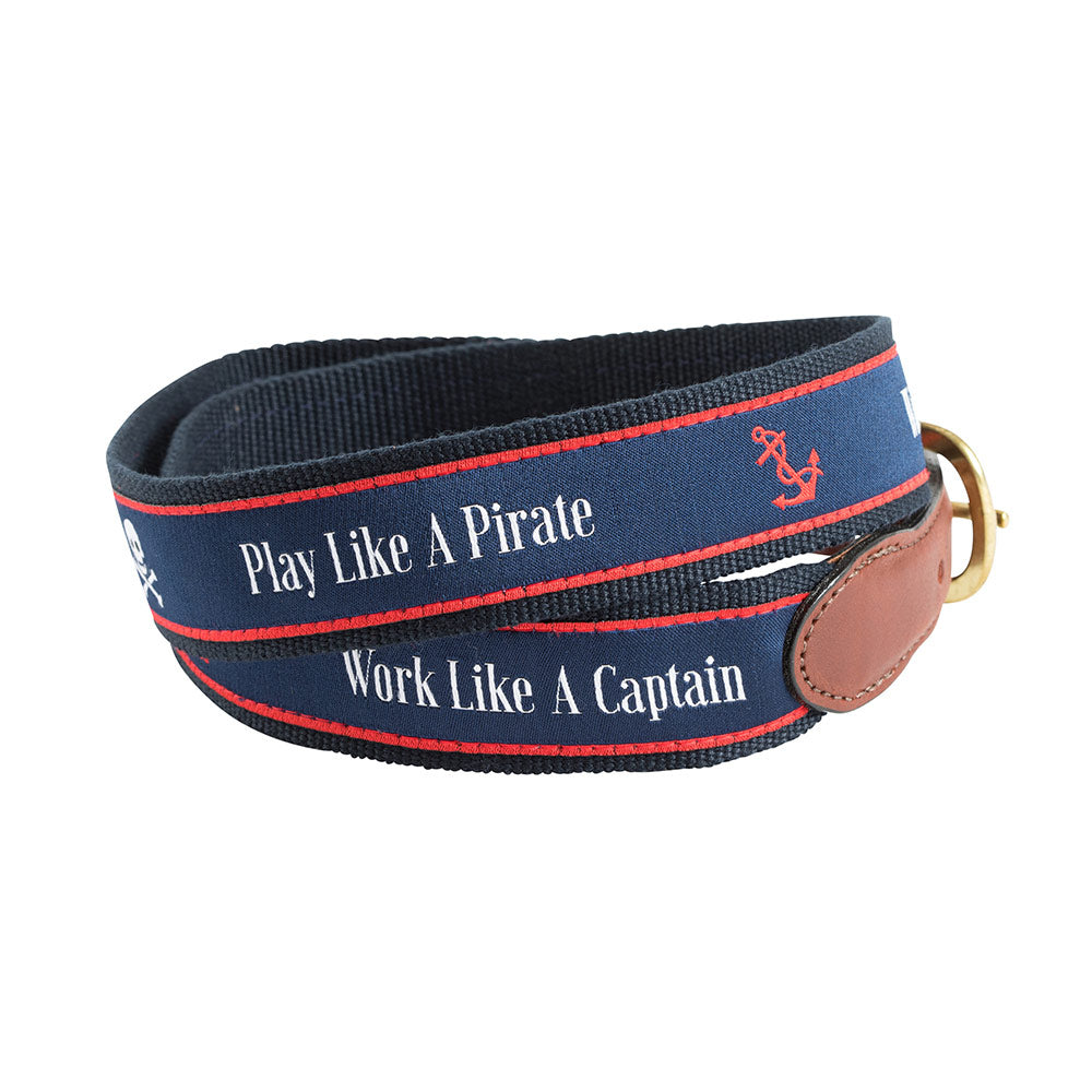 Work Like a Captain Bespoken Motif Leather Tab Belt