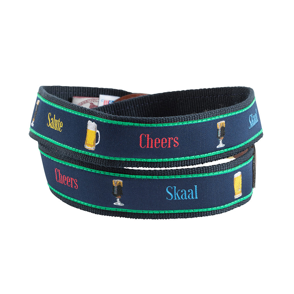 Cheers Bespoken Motif Leather Tab Belt
