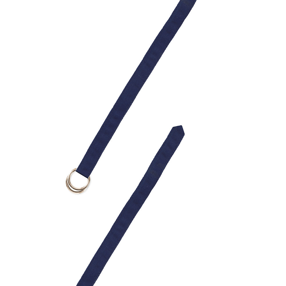 Navy Narrow Grosgrain Ribbon D-Ring Belt