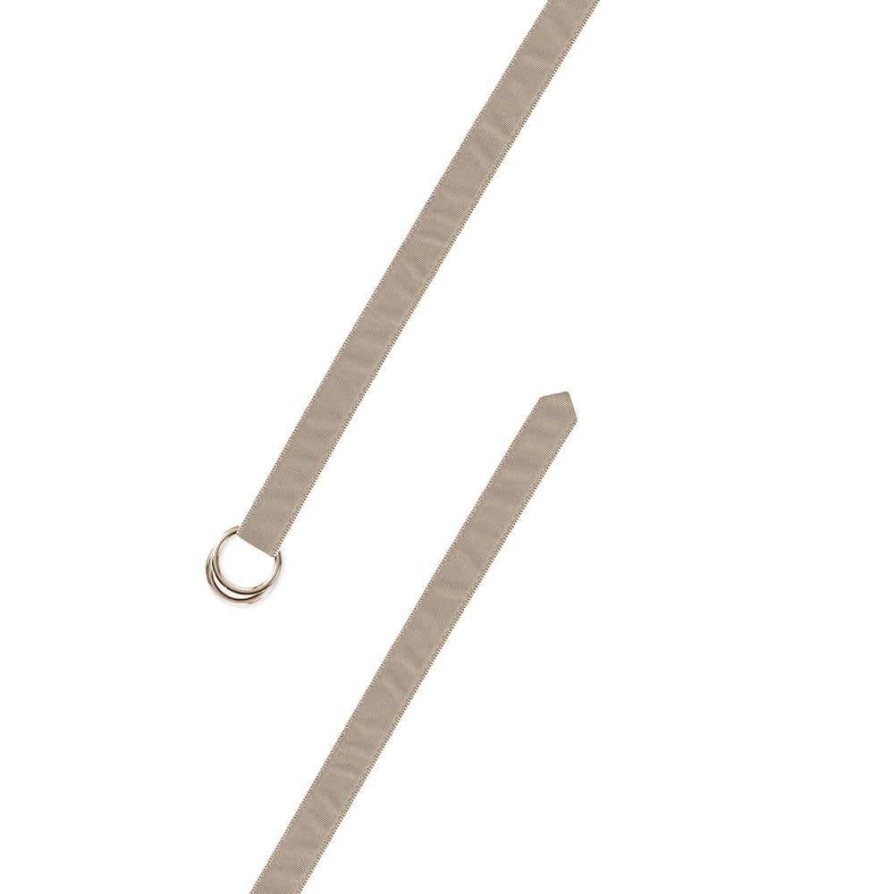 Tan Narrow Grosgrain Ribbon D-Ring Belt