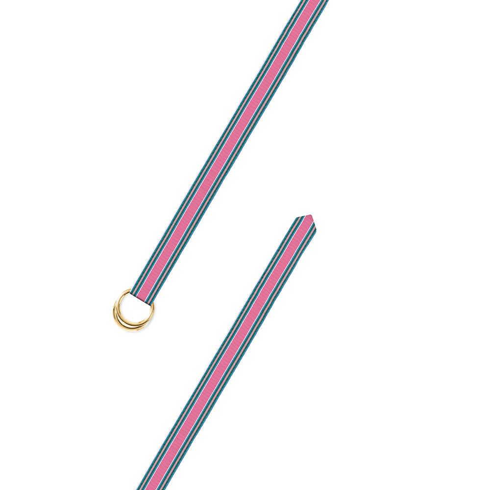 Pink &amp; Blue Narrow Grosgrain Ribbon D-Ring Belt