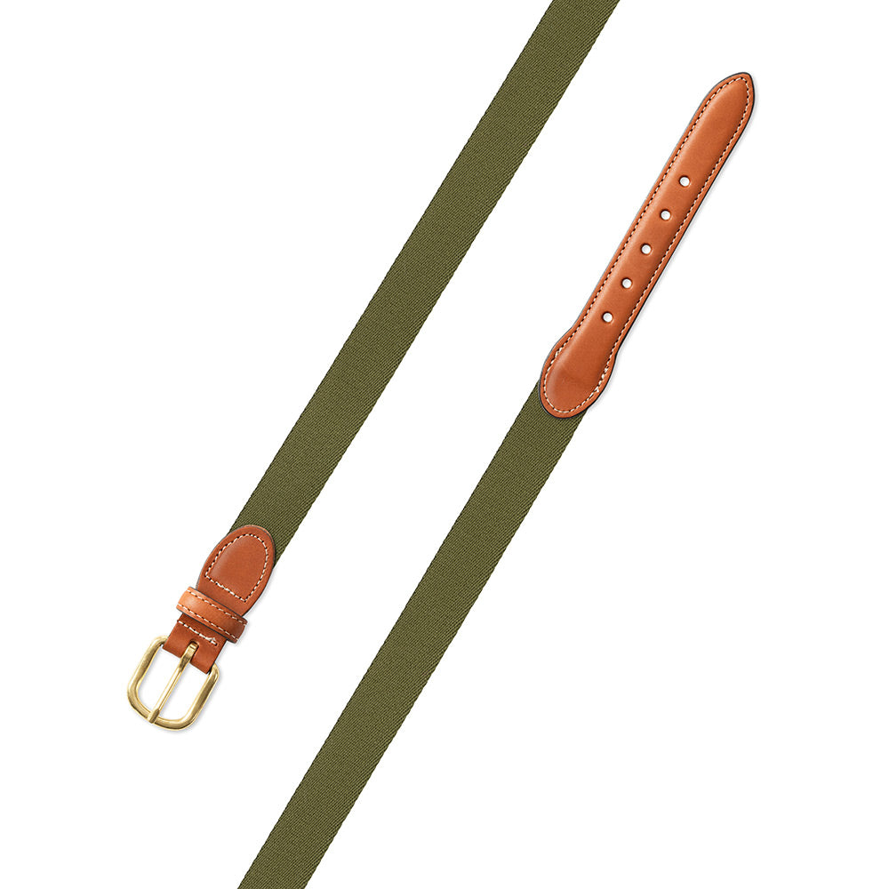 Olive Green Surcingle Leather Tab Belt