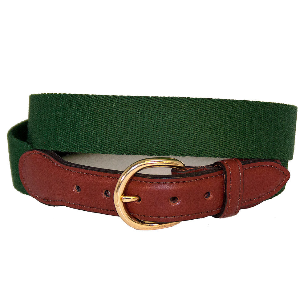 Hunter Green Surcingle Leather Tab Belt