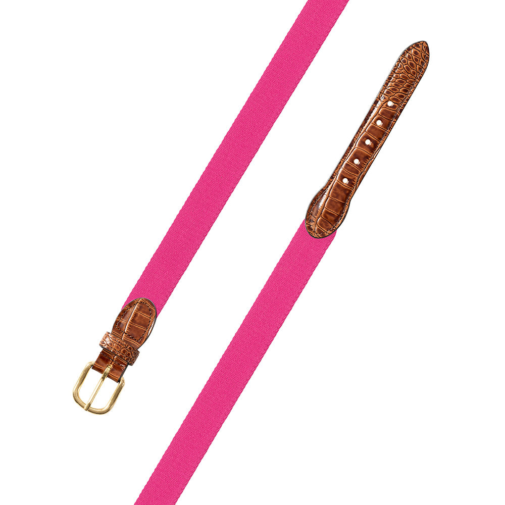 Hot Pink Surcingle Leather Tab Belt