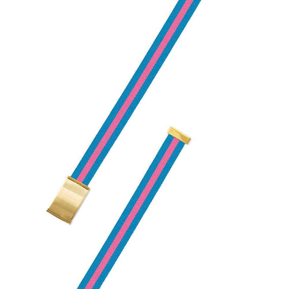 Light Blue &amp; Pink Surcingle Military Buckle Belt