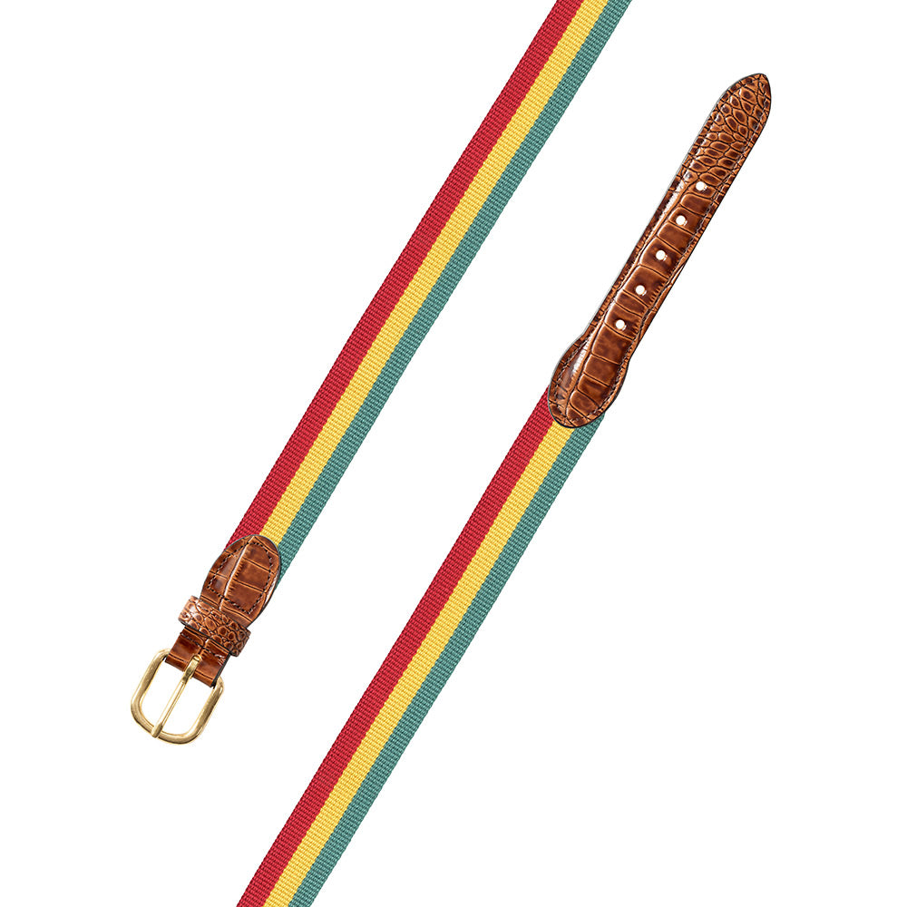 Red, Yellow &amp; Green Surcingle Leather Tab Belt