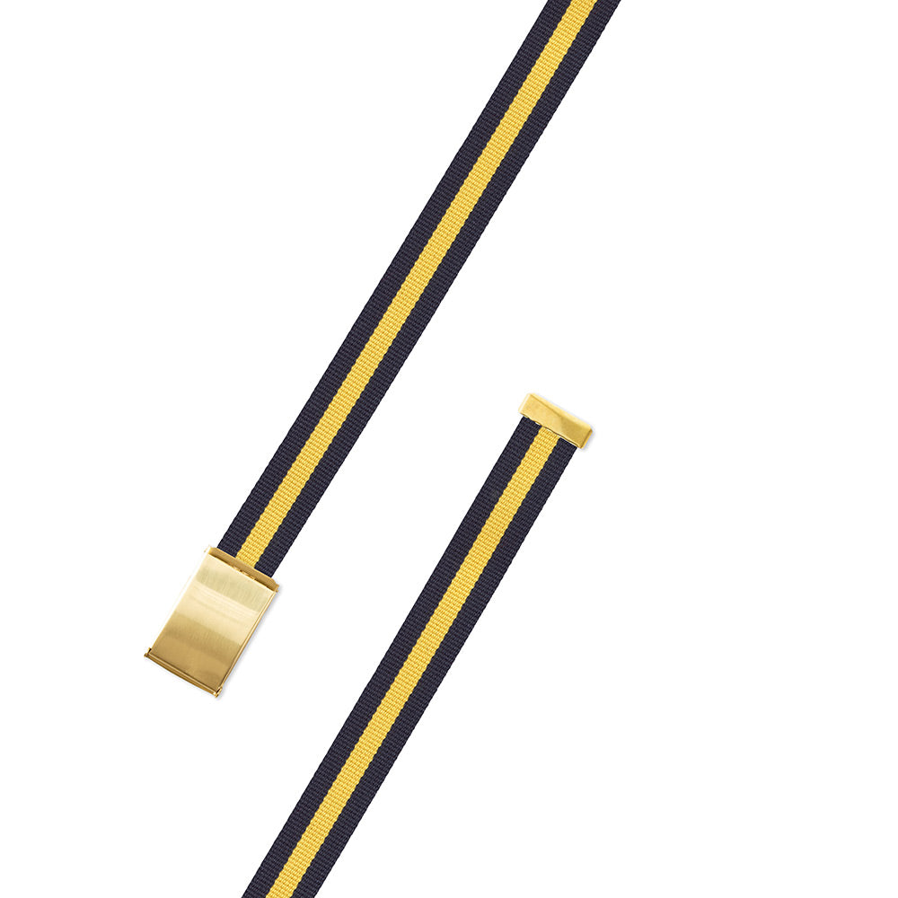 Navy &amp; Yellow Surcingle Military Buckle Belt