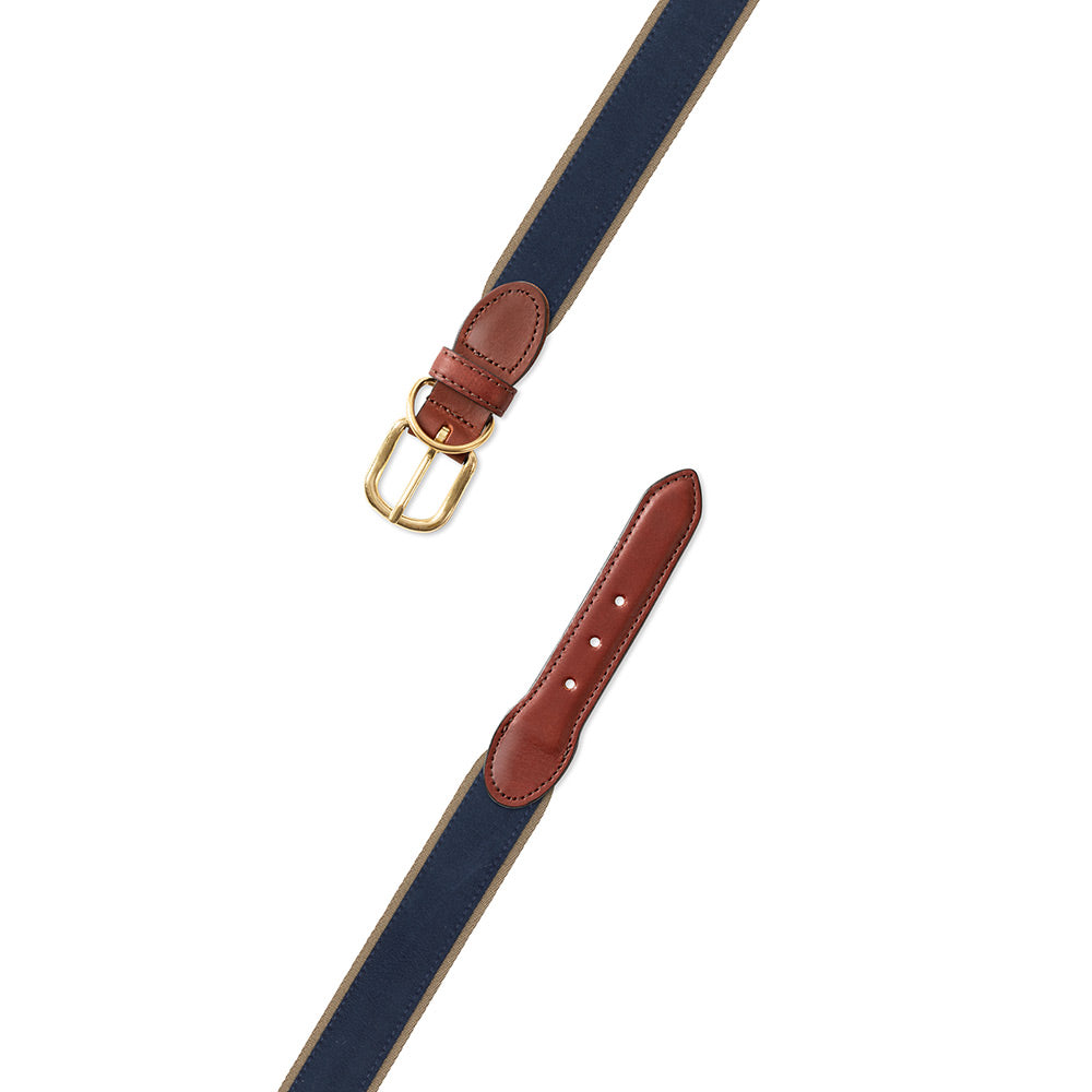 Navy on Tan Suede Dog Collar