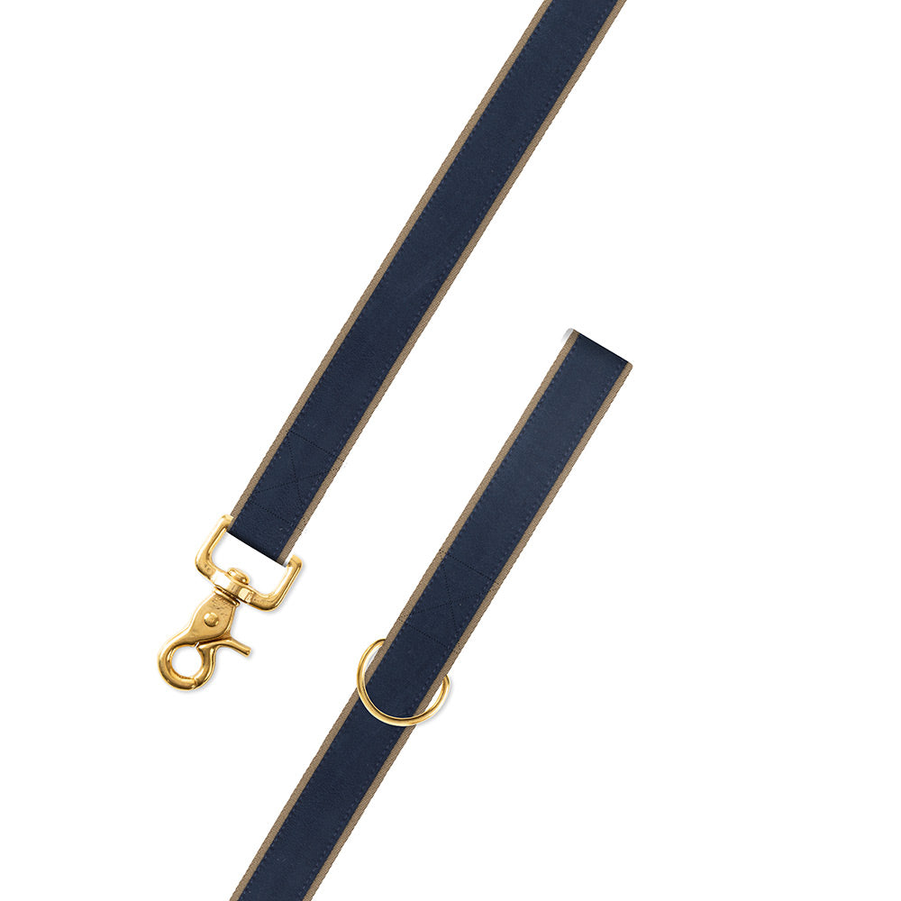 Navy on Tan Suede Dog Leash