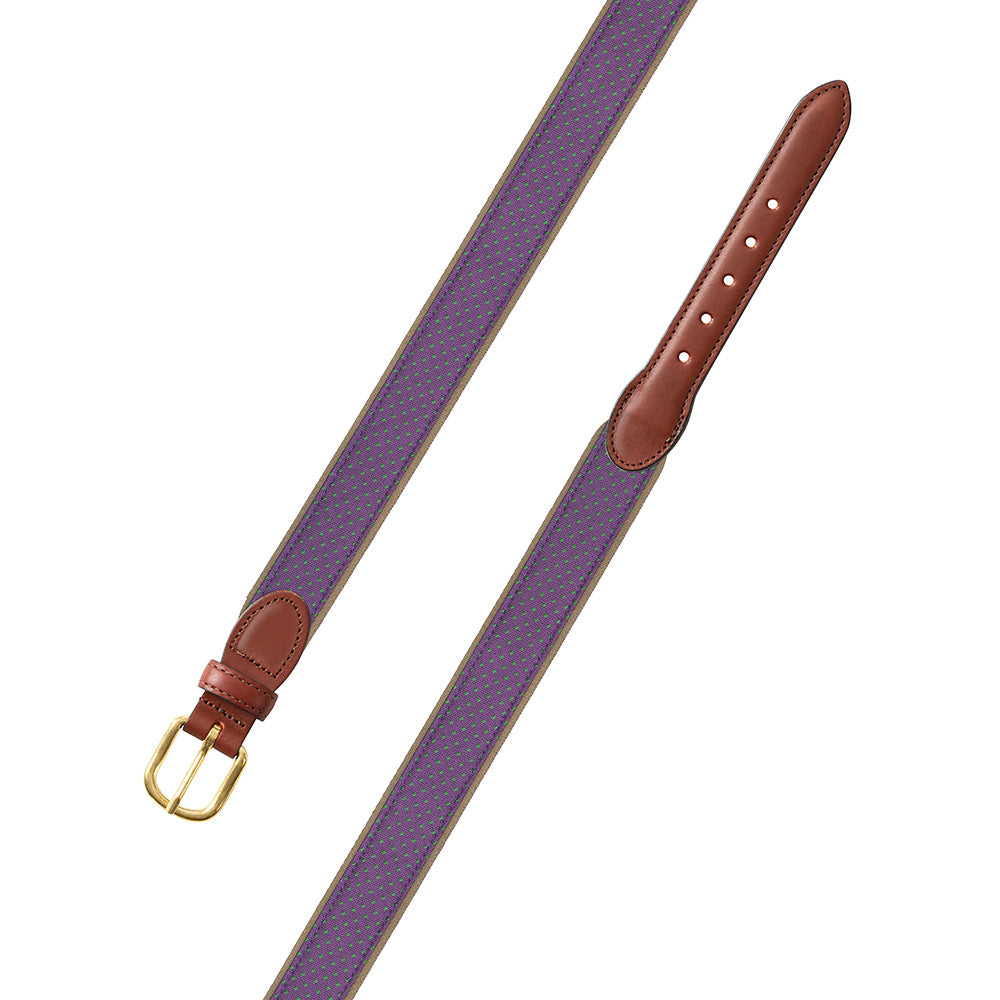 Small Squares in Purple Silk Leather Tab Belt