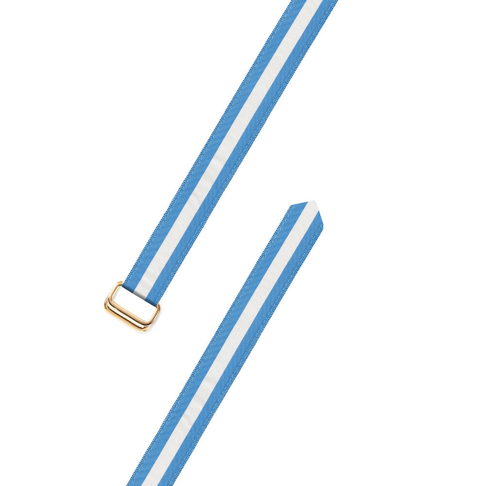Carolina Blue &amp; White Grosgrain Ribbon D-Ring Belt