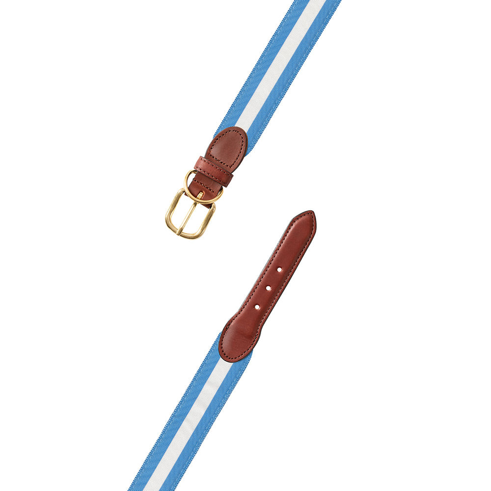 Carolina Blue &amp; White Grosgrain Ribbon Dog Collar