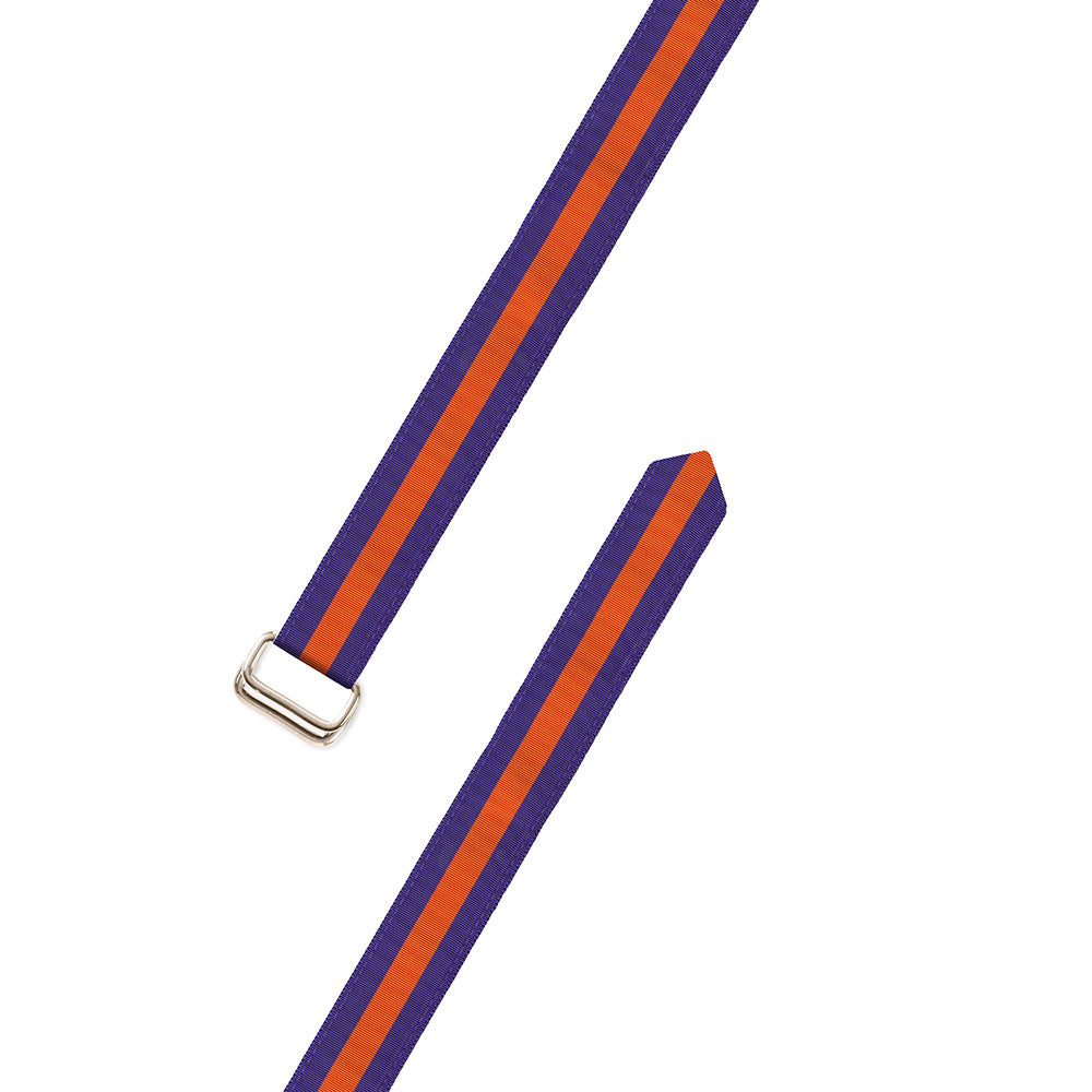 Purple &amp; Orange Grosgrain Ribbon D-Ring Belt