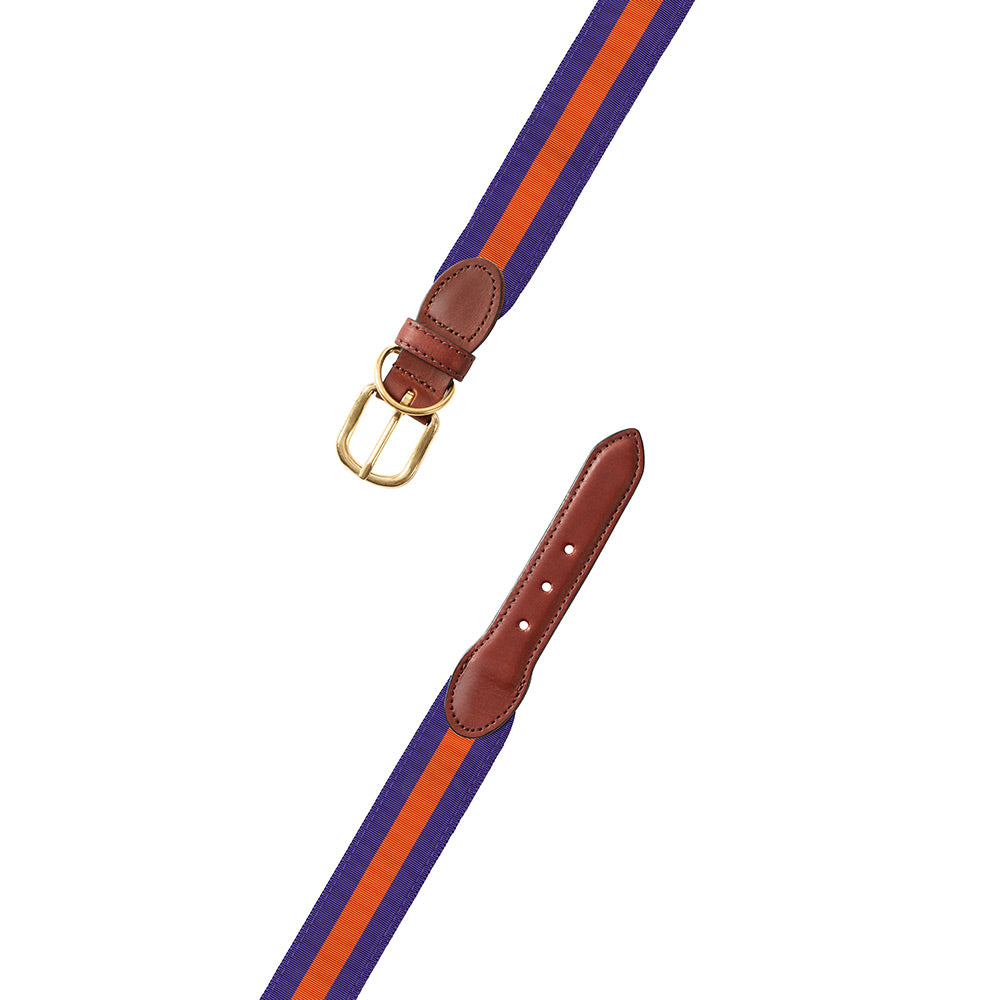 Purple &amp; Orange Grosgrain Ribbon Dog Collar