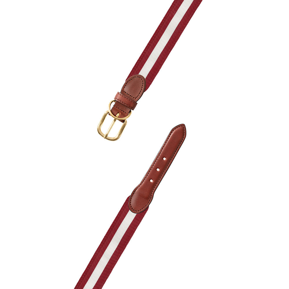 Crimson &amp; White Grosgrain Ribbon Dog Collar