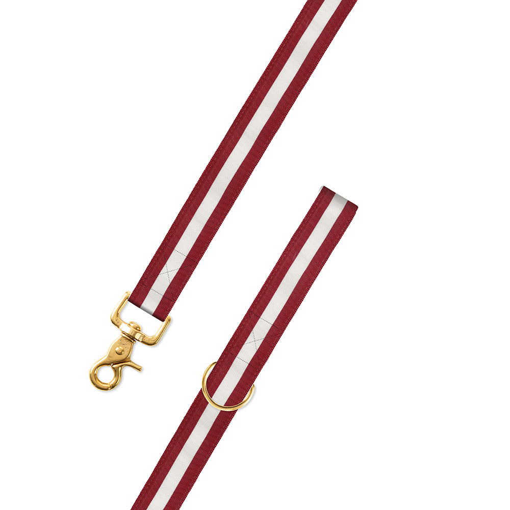 Crimson &amp; White Grosgrain Ribbon Dog Leash