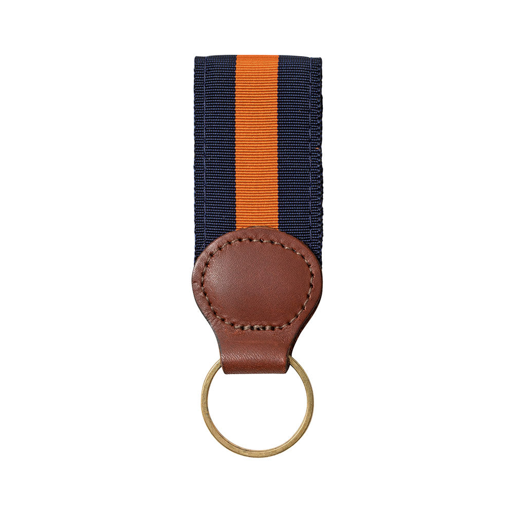 Navy &amp; Orange Grosgrain Ribbon Key Fob