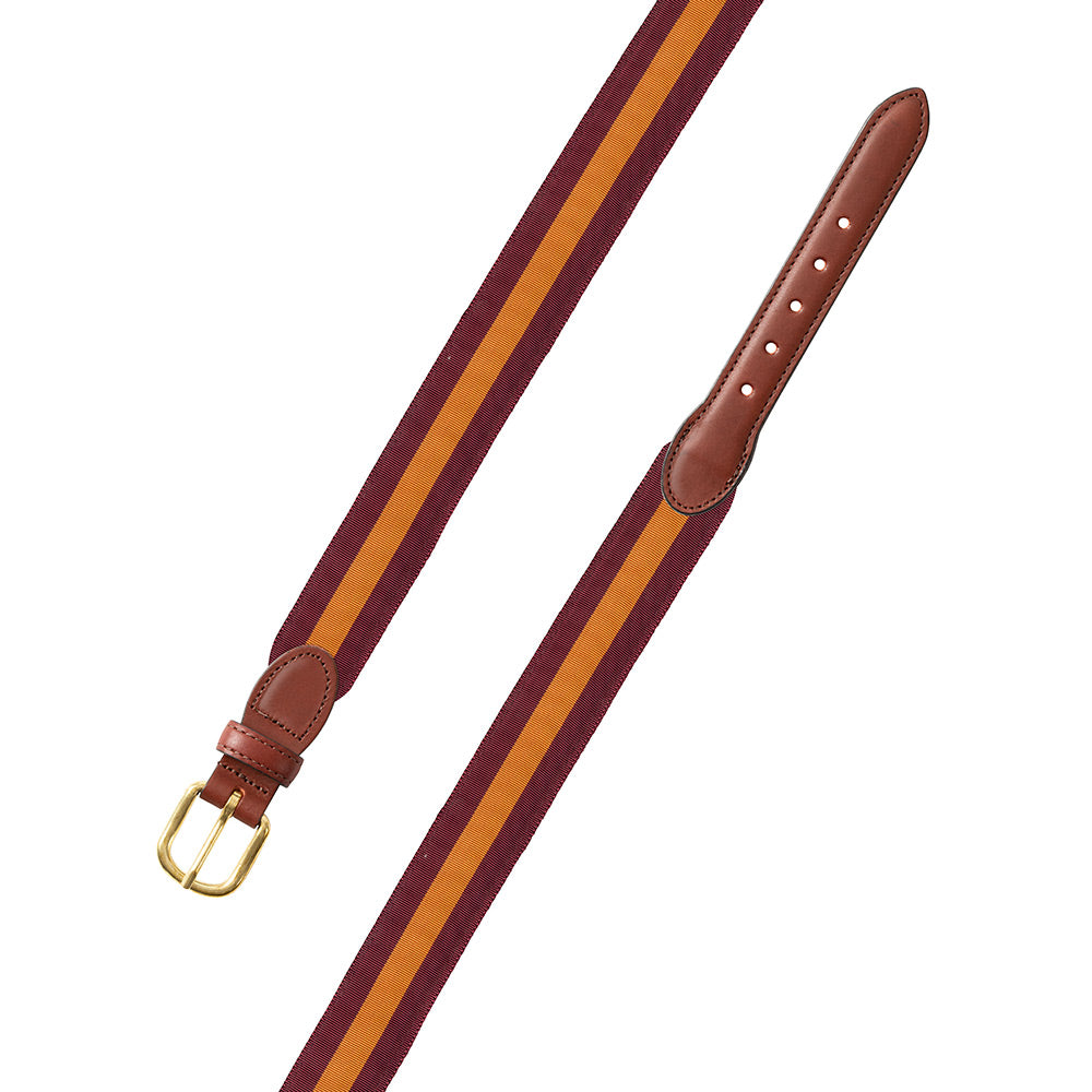 Maroon &amp; Orange Grosgrain Ribbon Children&#39;s Belt