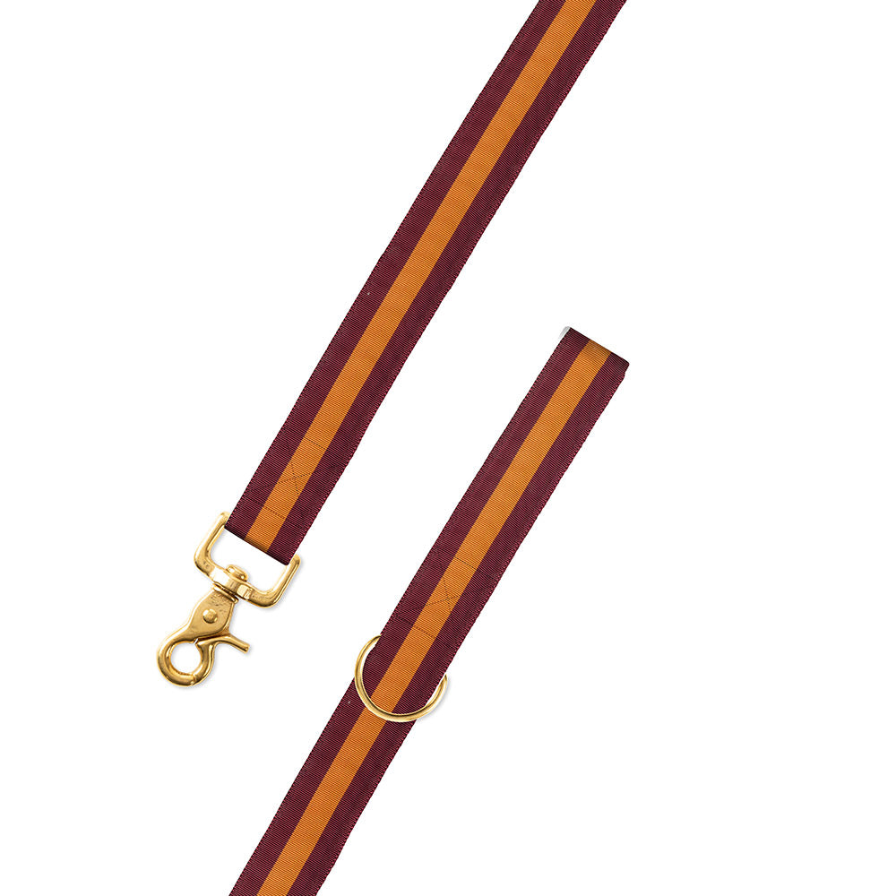 Maroon &amp; Orange Grosgrain Ribbon Dog Leash