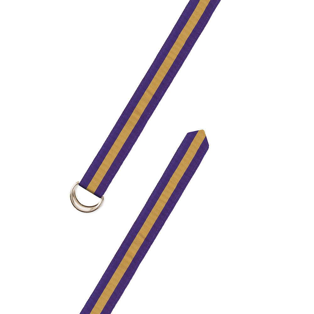 Purple &amp; Gold Grosgrain Ribbon D-Ring Belt