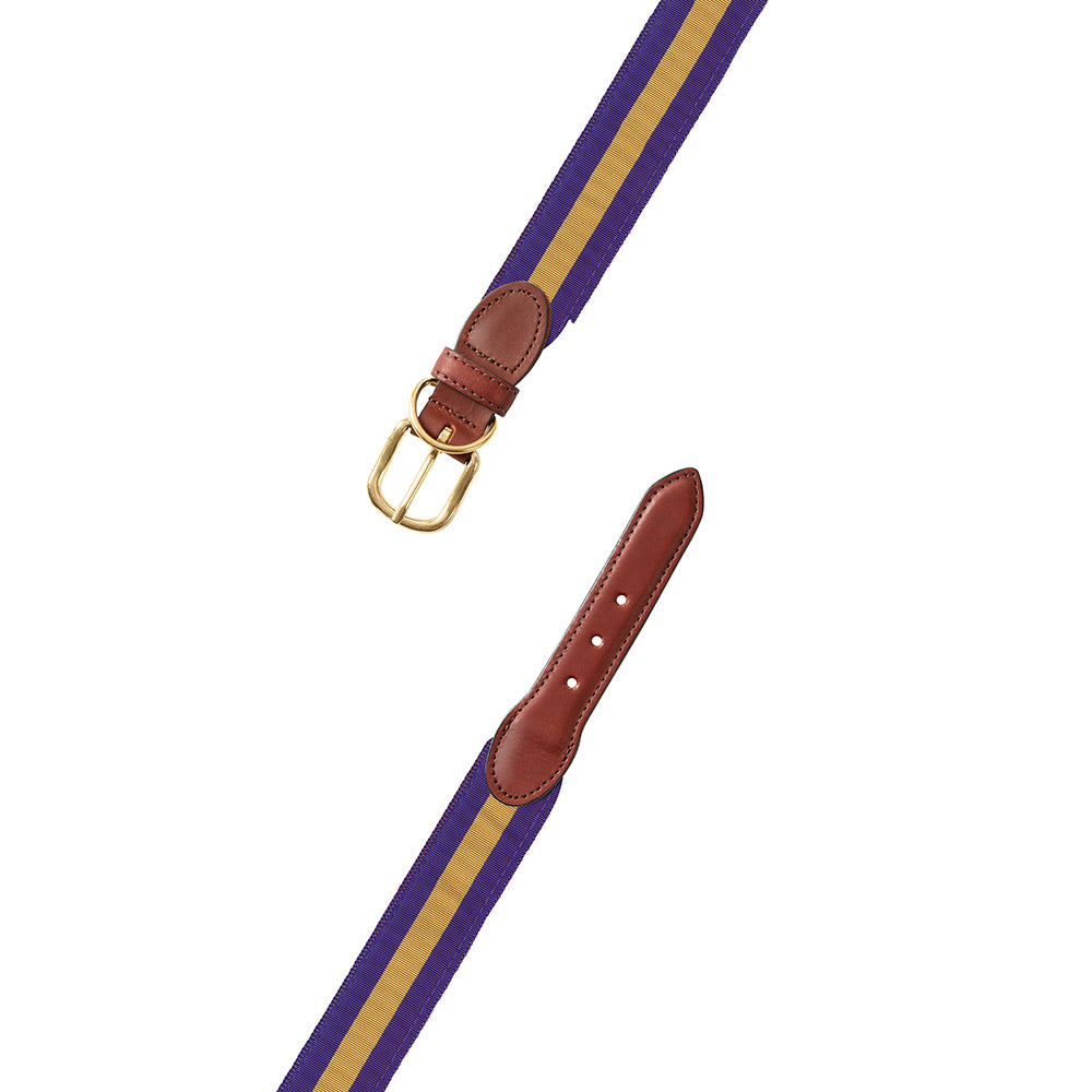 Purple &amp; Gold Grosgrain Ribbon Dog Collar