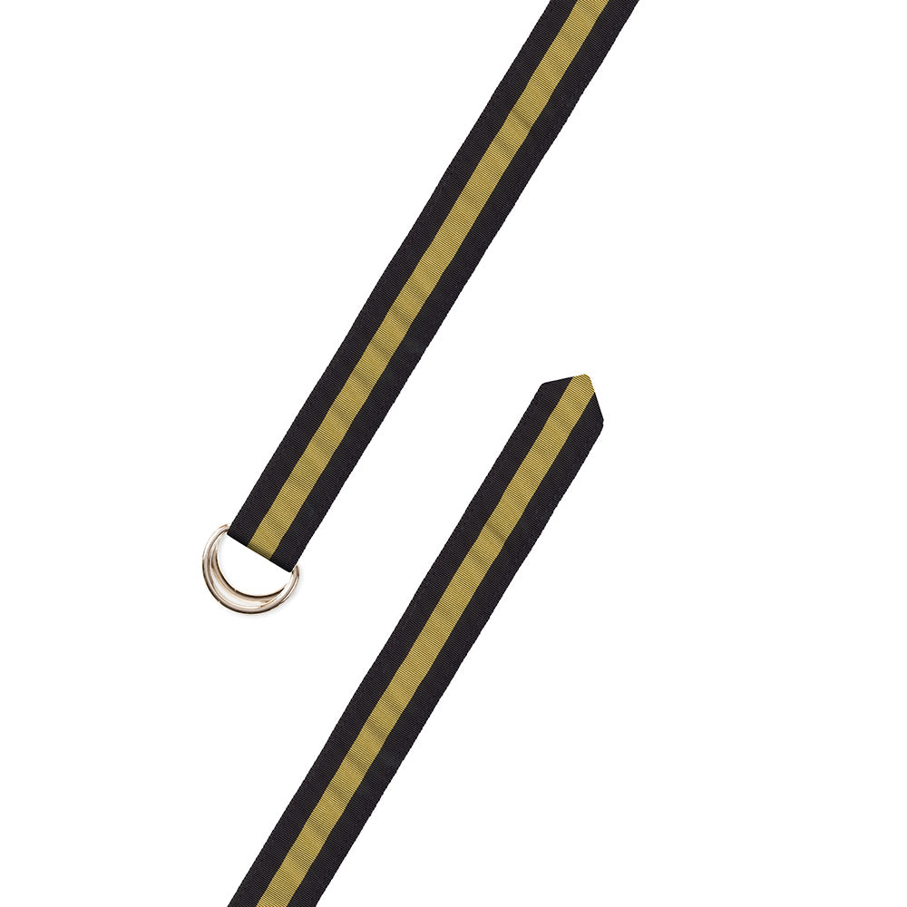 Black &amp; Gold Grosgrain Ribbon D-Ring Belt