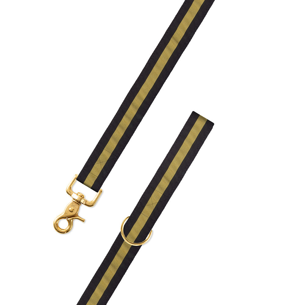 Black &amp; Gold Grosgrain Ribbon Dog Leash