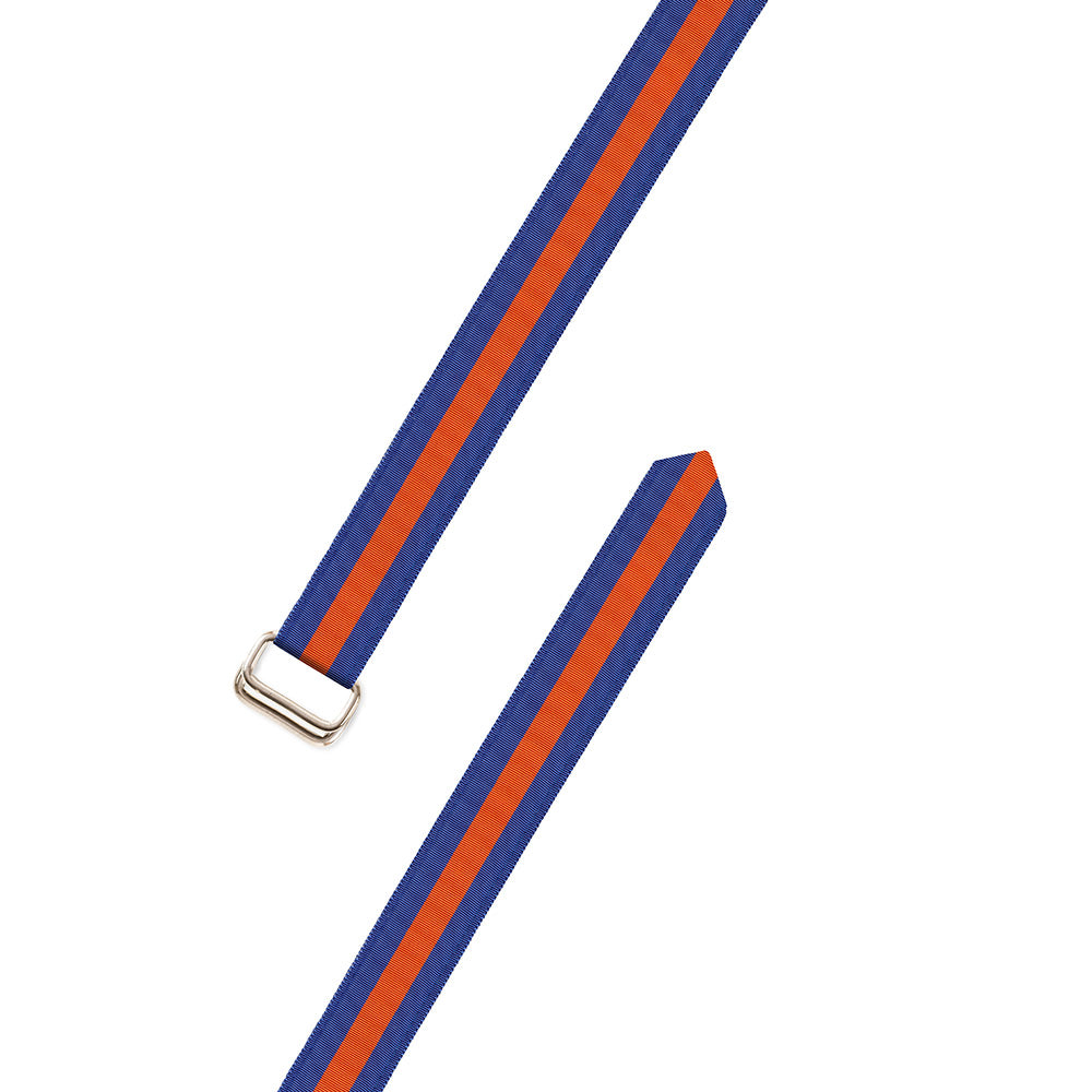 Blue &amp; Orange Grosgrain Ribbon D-Ring Belt