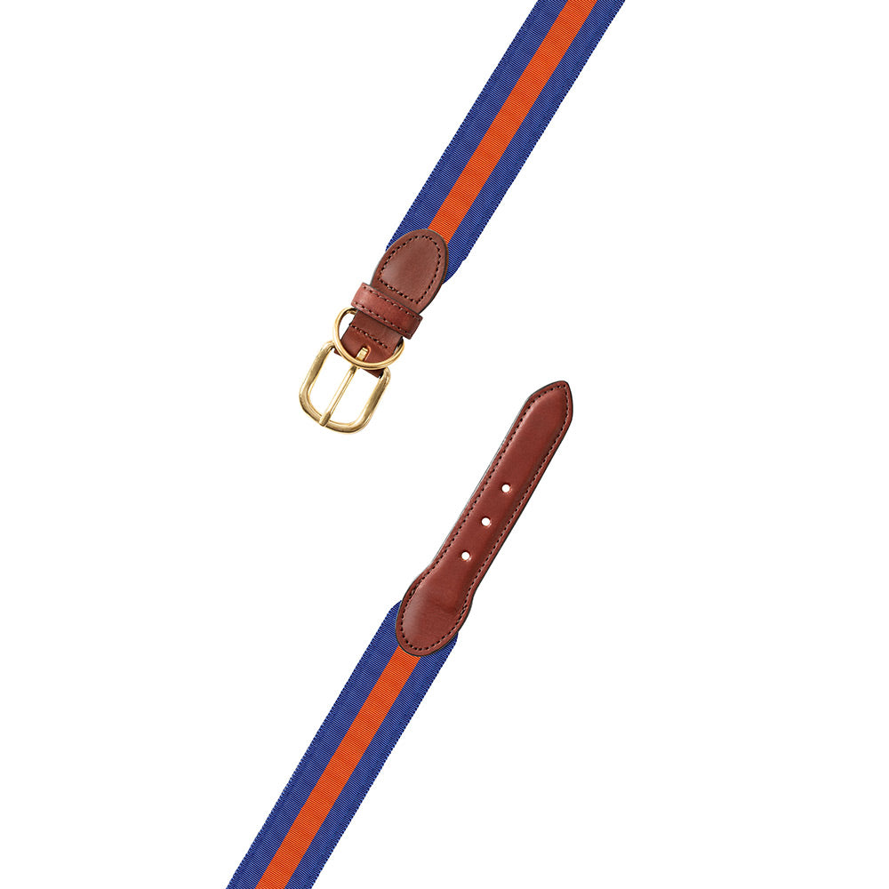 Blue &amp; Orange Grosgrain Ribbon Dog Collar