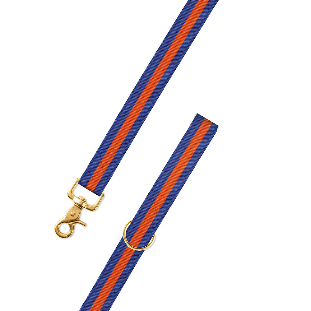 Blue &amp; Orange Grosgrain Ribbon Dog Leash