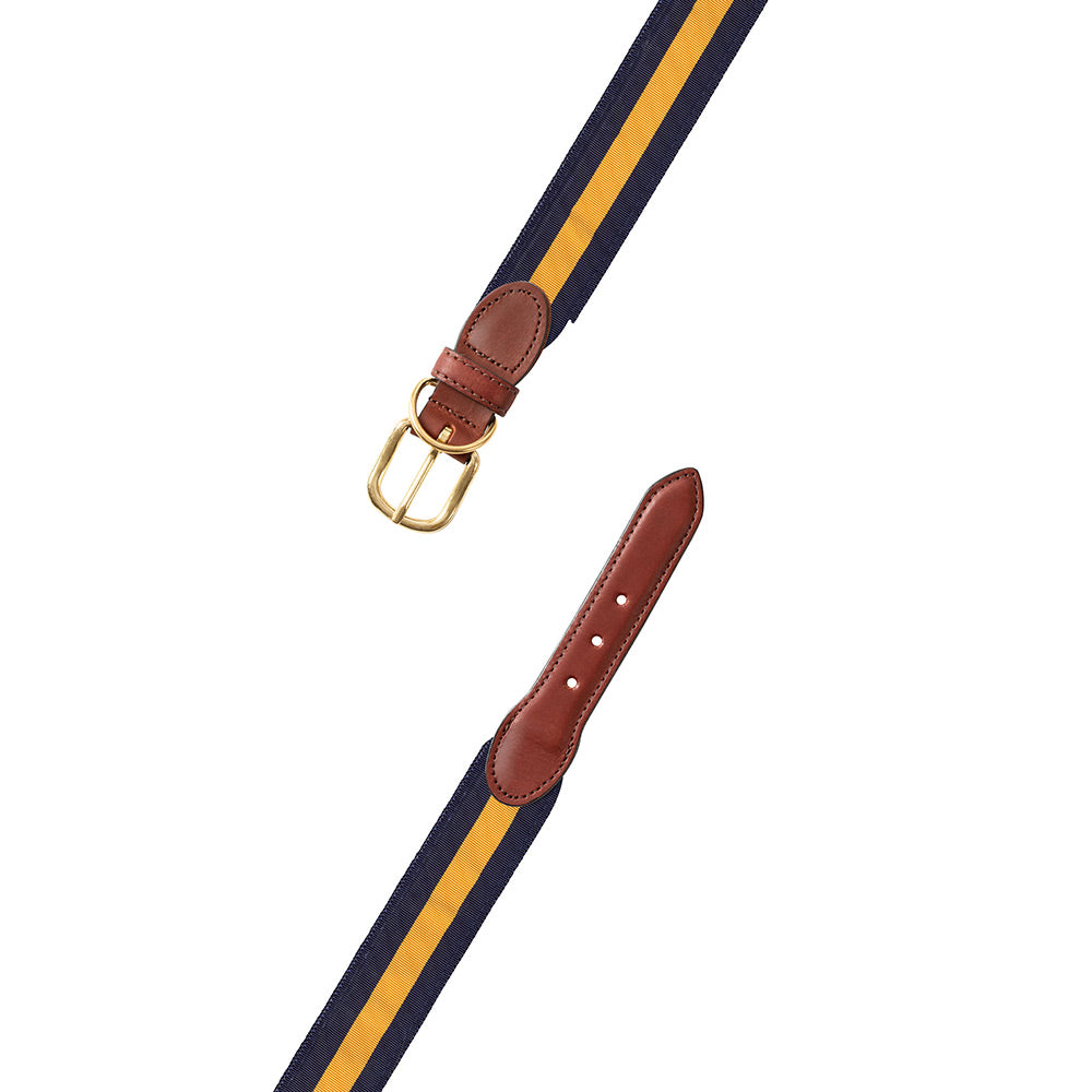Navy &amp; Maize Yellow Grosgrain Ribbon Dog Collar