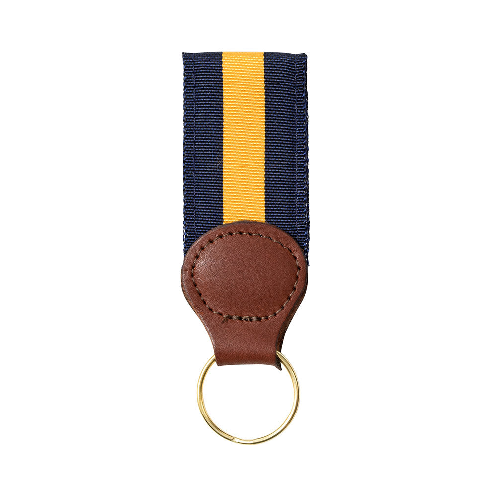 Navy &amp; Maize Yellow Grosgrain Ribbon Key Fob