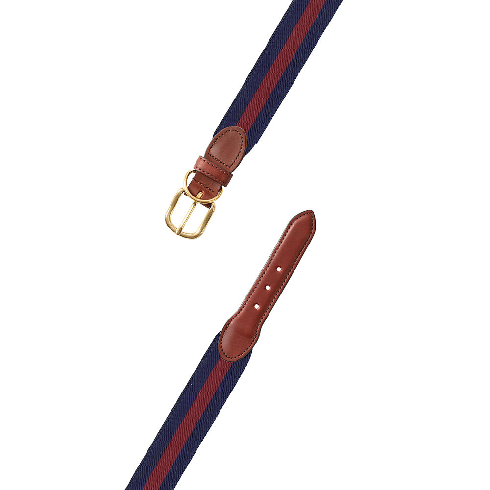 Navy &amp; Burgundy Grosgrain Ribbon Dog Collar