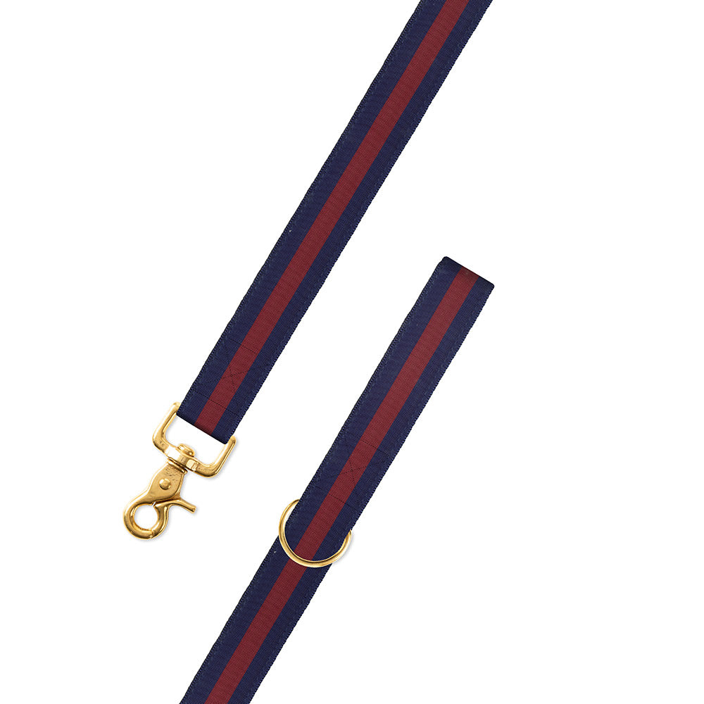 Navy &amp; Burgundy Grosgrain Ribbon Dog Leash