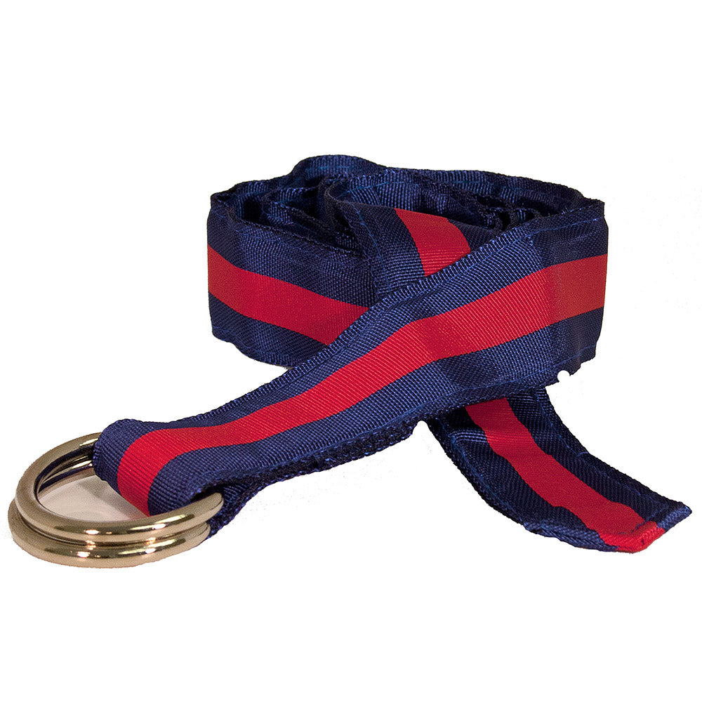 Red on Navy Grosgrain Ribbon D-Ring Belt