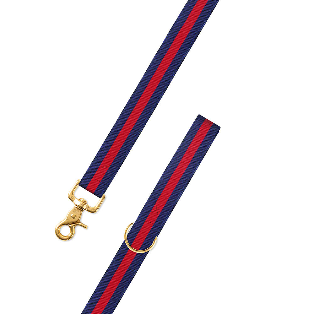 Red on Navy Grosgrain Ribbon Dog Leash