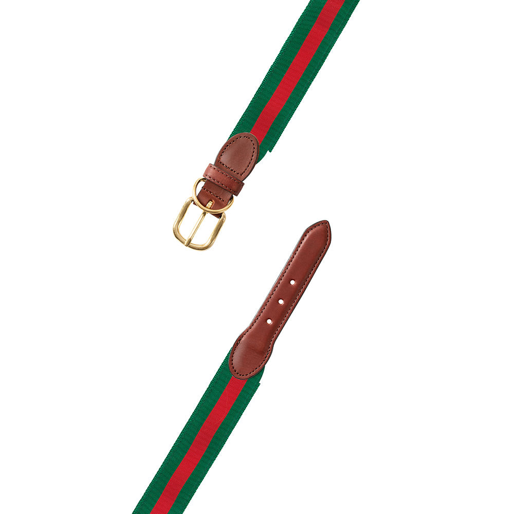 Forest Green &amp; Red Grosgrain Ribbon Dog Collar