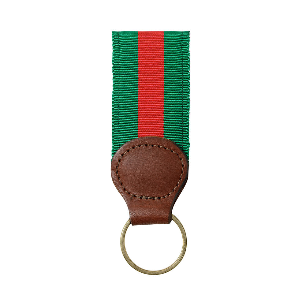 Forest Green &amp; Red Grosgrain Ribbon Key Fob