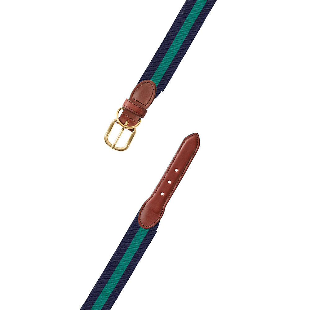 Navy &amp; Green Grosgrain Ribbon Dog Collar