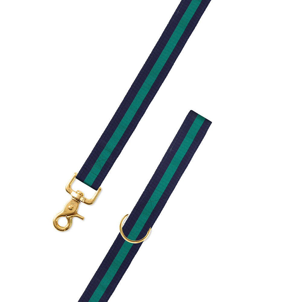 Navy &amp; Green Grosgrain Ribbon Dog Leash