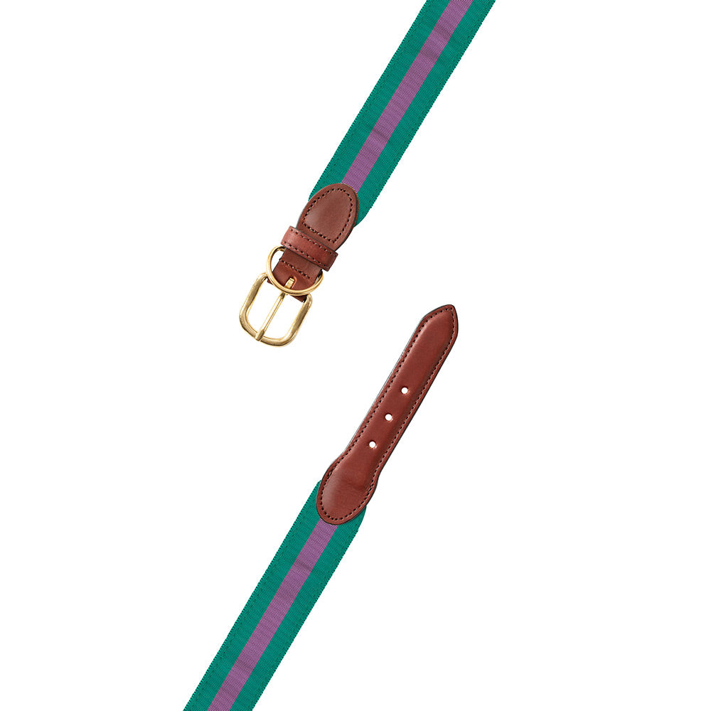 Green &amp; Purple Grosgrain Ribbon Dog Collar