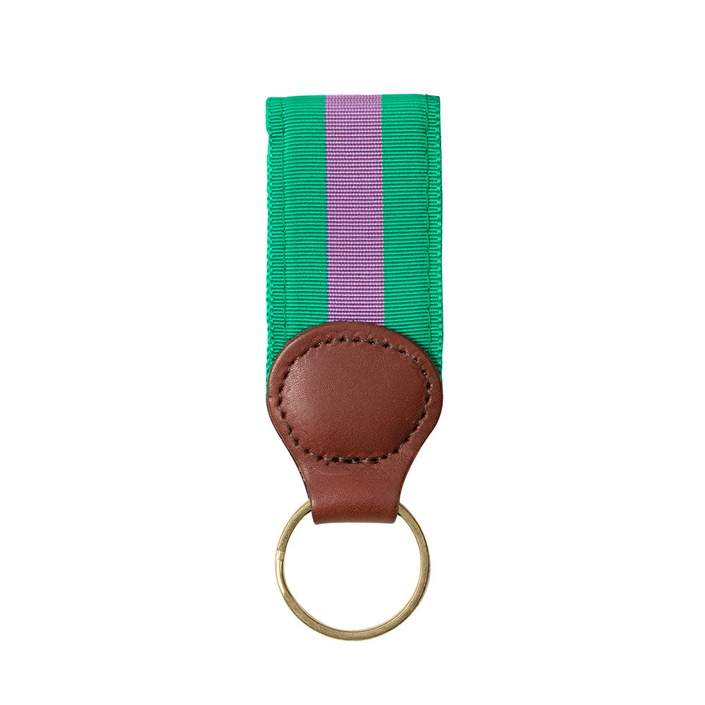 Green &amp; Purple Grosgrain Ribbon Key Fob